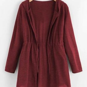 Drawstring Cardigan with Hood